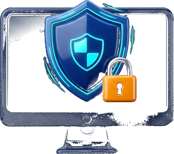 Monitor protected by a shield and padlock