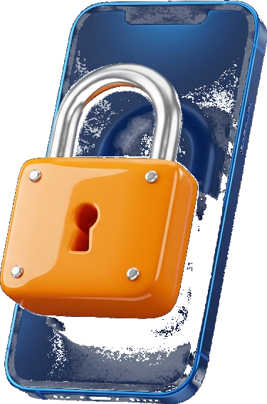 Padlock in front of a smartphone